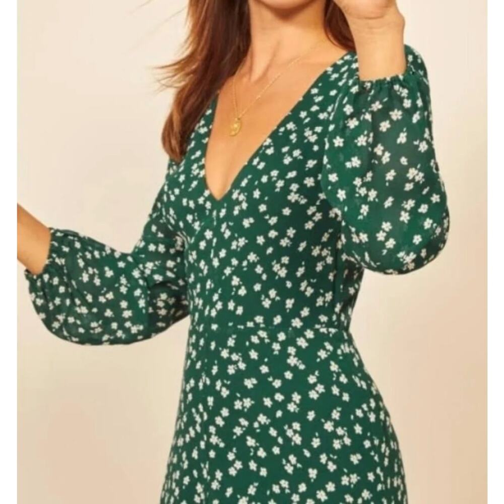 Reformation NWOT Joy Floral Open Back Long Sleeve Dress 4 - Picture 2 of 7